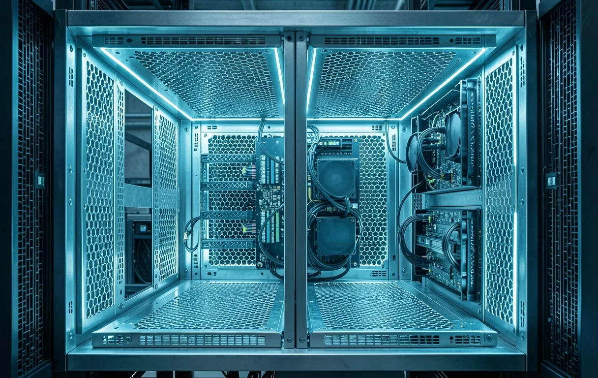 Interior structural detail of a high-performance information processing manifold